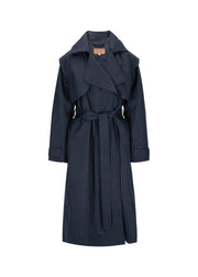 BRGN Regndråpe Trench Coat Coats 790 Navy Pinstripe